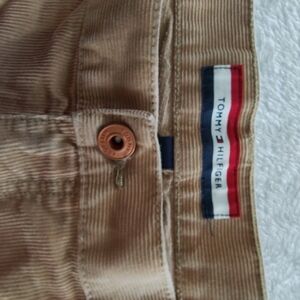 Tommy Hilfiger Tan Corduroy Pants with Signature Flag Trim Men's 36 X32